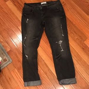 Free people distressed jeans dark grey